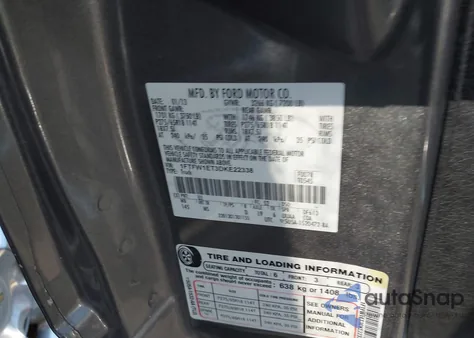 2013 Ford F-150 Xlt из США, поврежденный, VIN 1FTFW1ET3DKE22338